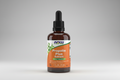 Bottle of Now Propolis Plus Extract herbal supplement with dropper on a white background