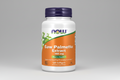 Supplement bottle of Saw Palmetto Extract with Now brand on an orange background