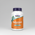Supplement bottle labeled 'Selenium' with Now brand on a white background