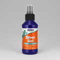 Bottle of Silver Sol supplement with a spray nozzle on a white background
