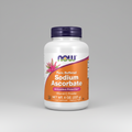 Supplement bottle labeled 'Pure, Buffered Sodium Ascorbate' by NOW on a white background