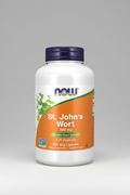 Supplement bottle of St. John's Wort with NOW brand on a white background