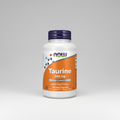 Supplement bottle labeled 'Taurine 500 mg' by NOW on a white background