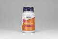 Supplement bottle labeled 'Chewable Vitamin D-3' with NOW brand on a white background