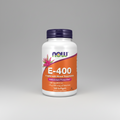 Supplement bottle labeled 'E-400' with Now brand on a white background