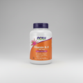 Supplement bottle labeled 'Vitamin K-2' with NOW brand on a white background