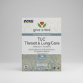 Box of TLC Throat & Lung Care Elderberry Tea Blend by NOW on a white background