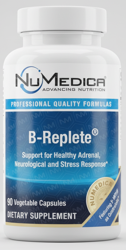 NuMedica B-Replete supplement label with text and branding