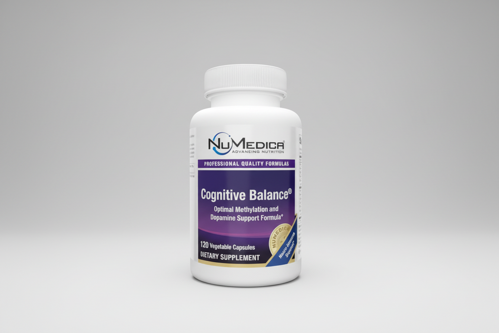 NuMedica Cognitive Balance dietary supplement bottle on a white background