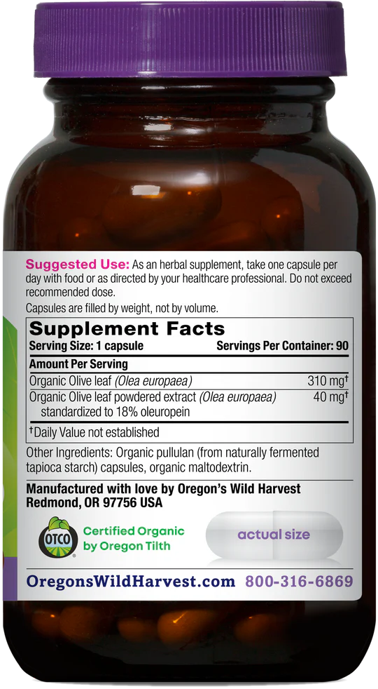 Oregon's Wild Harvest Olive Leaf 90 Capsules