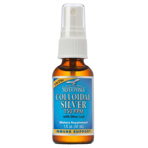 Natural Path Silver Wings Colloidal Silver with Olive Leaf Spray - 1 oz - 1 oz Spray