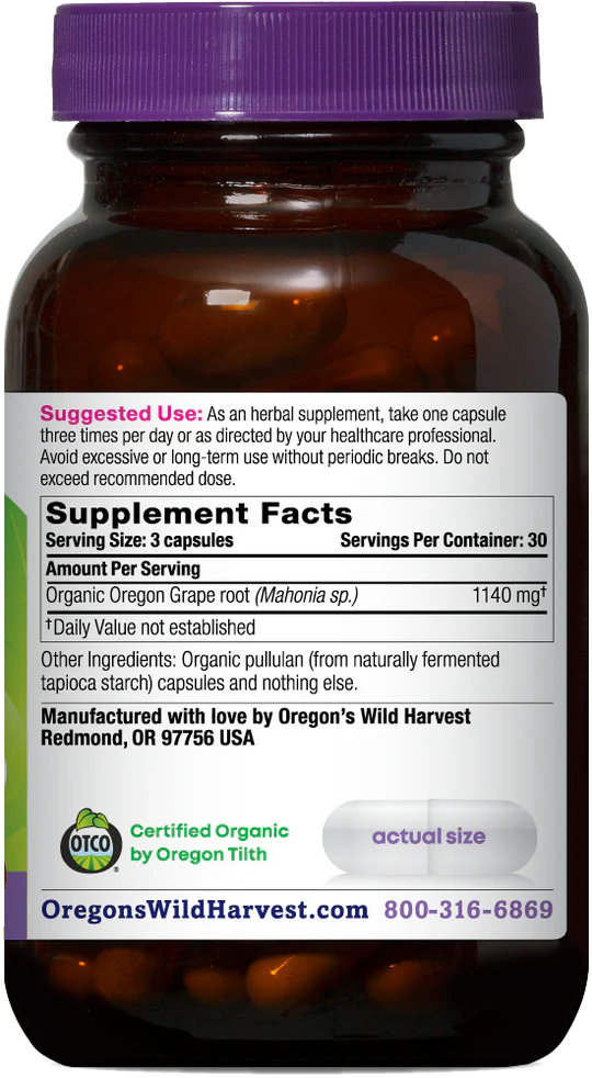 Oregon's Wild Harvest Oregon Grape 90 Capsules