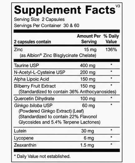 Ortho Molecular Products 4Sight 120 Capsules – supplement facts panel