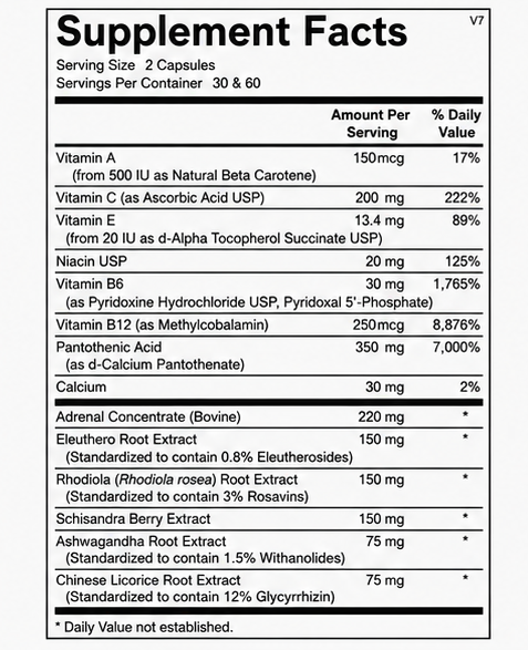 Ortho Molecular Products Adren-All 60 Capsules – supplement facts panel
