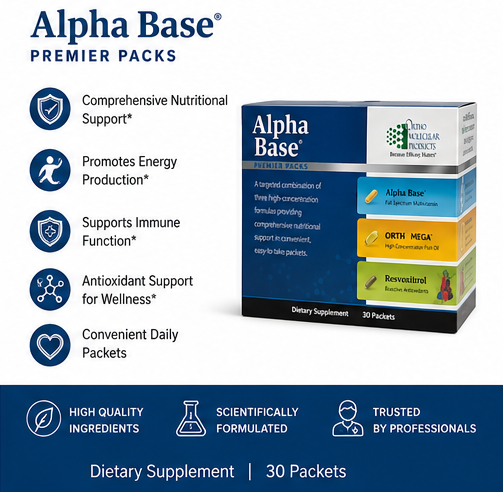 Ortho Molecular Products Alpha Base Premier 30 Packs – comprehensive multivitamin supplement packs