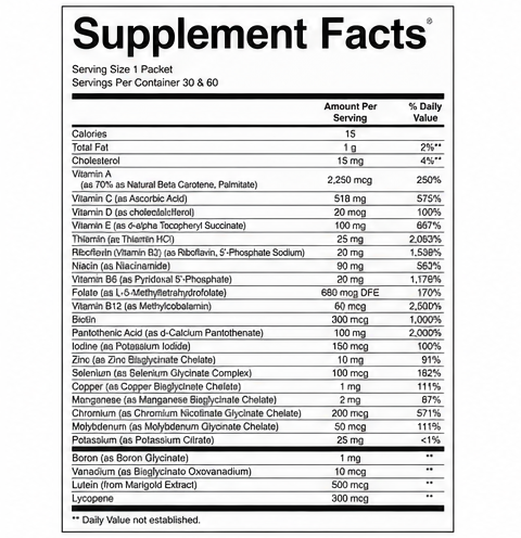 Ortho Molecular Products Alpha Base Premier 30 Packs – front label view
