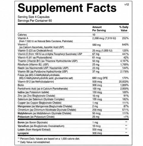 Ortho Molecular Products Alpha Base with Iron 240 Capsules – front label view