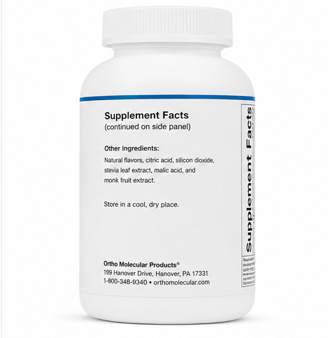 Ortho Molecular Products Alpha Base with Iron 240 Capsules – supplement facts panel