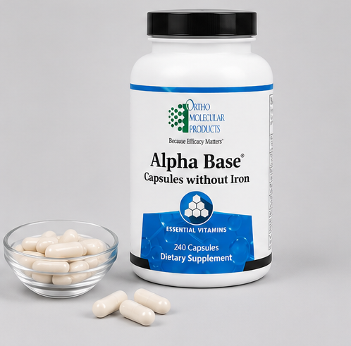 Ortho Molecular Products Alpha Base without Iron 240 Capsules – iron-free multivitamin capsules