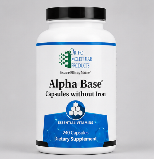Ortho Molecular Products Alpha Base without Iron 240 Capsules – product overview