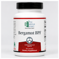 A white plastic bottle of Ortho Molecular Products Bergamot BPF dietary supplement with a black cap, shown on a light gray background.
