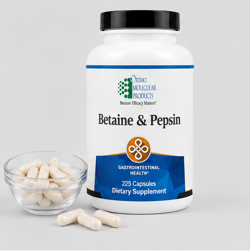 Ortho Molecular Products Betaine & Pepsin 225 Capsules – digestive enzyme supplement capsules