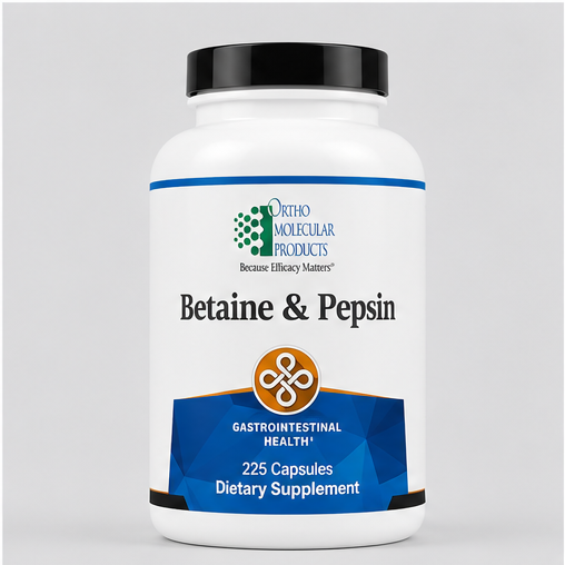 Ortho Molecular Products Betaine & Pepsin 225 Capsules – product overview