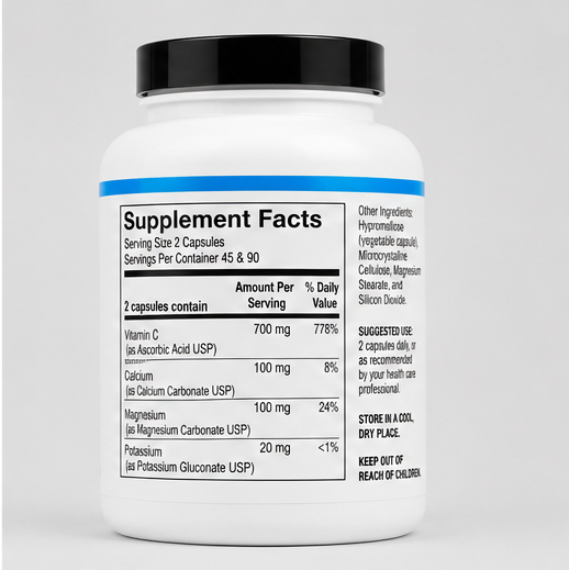 Ortho Molecular Products Buffered C 90 Capsules – front label view
