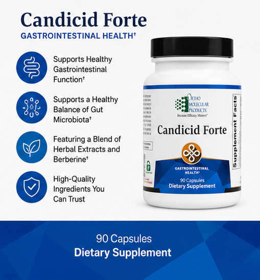 Ortho Molecular Candicid Forte – herbal antifungal supplement capsules