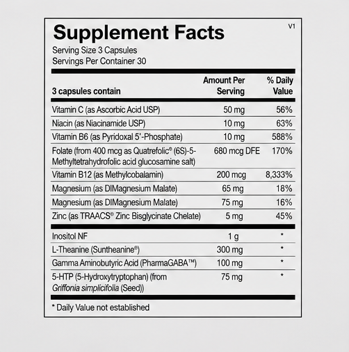 Ortho Molecular Products Cerenity 90 Capsules – ingredient detail