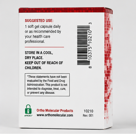 Ortho Molecular Products CoQ-10 120 Softgels – supplement facts panel