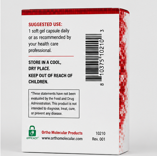 Ortho Molecular Products CoQ-10 30 SoftGel Capsules – supplement facts panel
