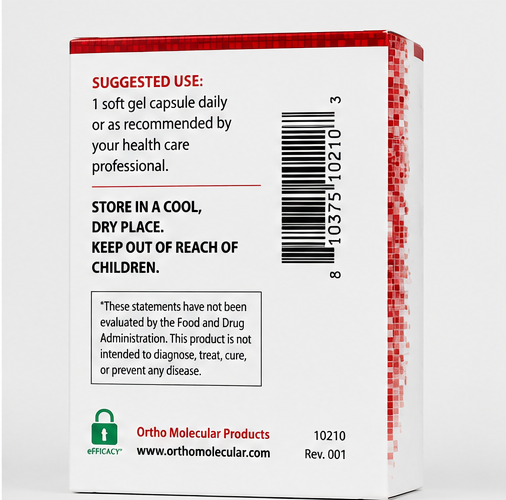 Ortho Molecular Products CoQ-10 60 Softgels – supplement facts panel