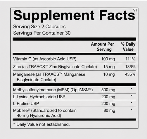 Ortho Molecular Products Collagen Factors 60 Capsules – ingredient detail