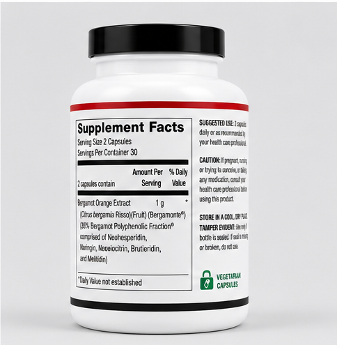 Ortho Molecular Products Bergamot BPF 60 Capsules – supplement facts panel