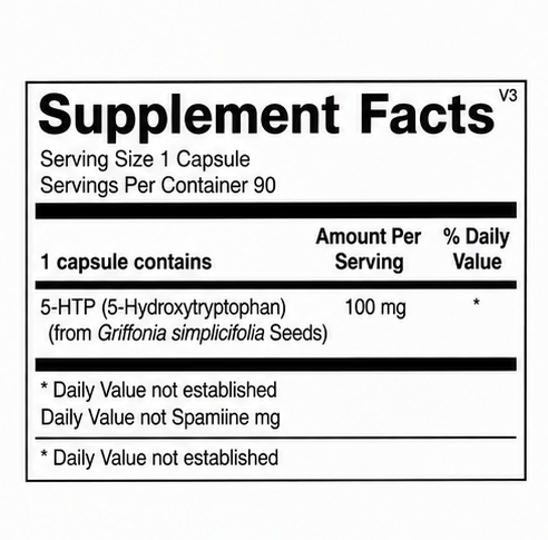 Ortho Molecular Products 5-HTP 90 Capsules – supplement facts panel