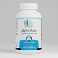 Supplement bottle labeled 'Alpha Base' with Ortho Molecular Products branding on a white background