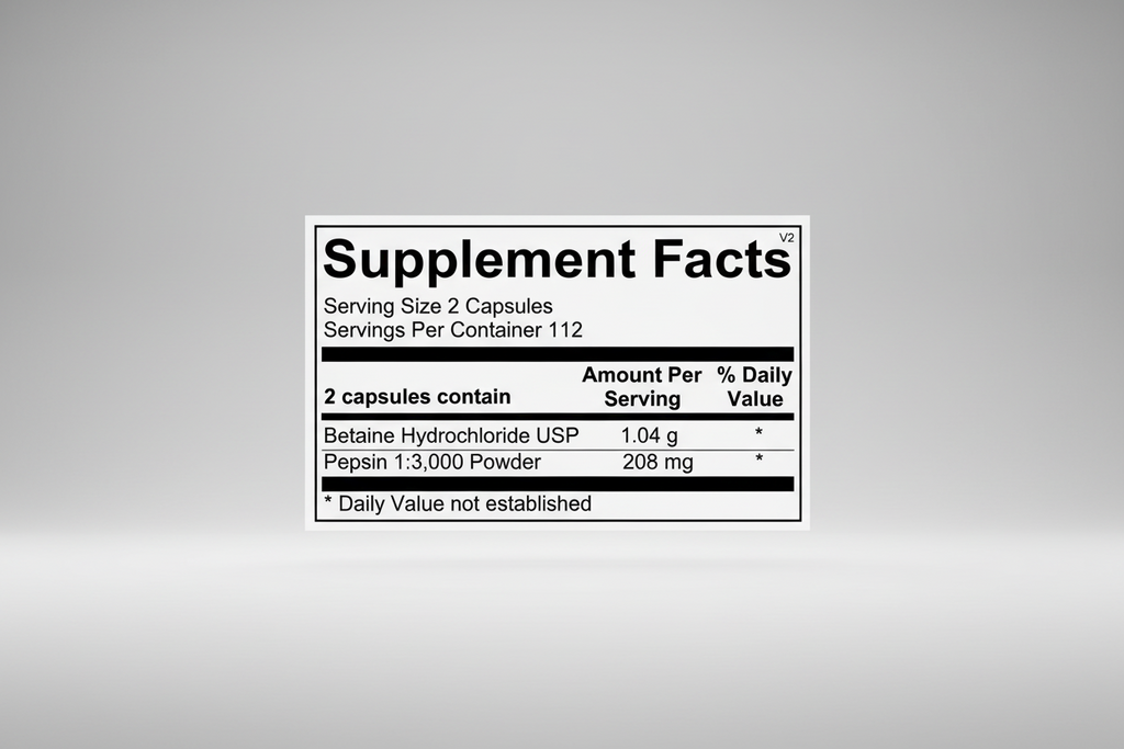 Ortho Molecular Products Betaine & Pepsin 225 Capsules