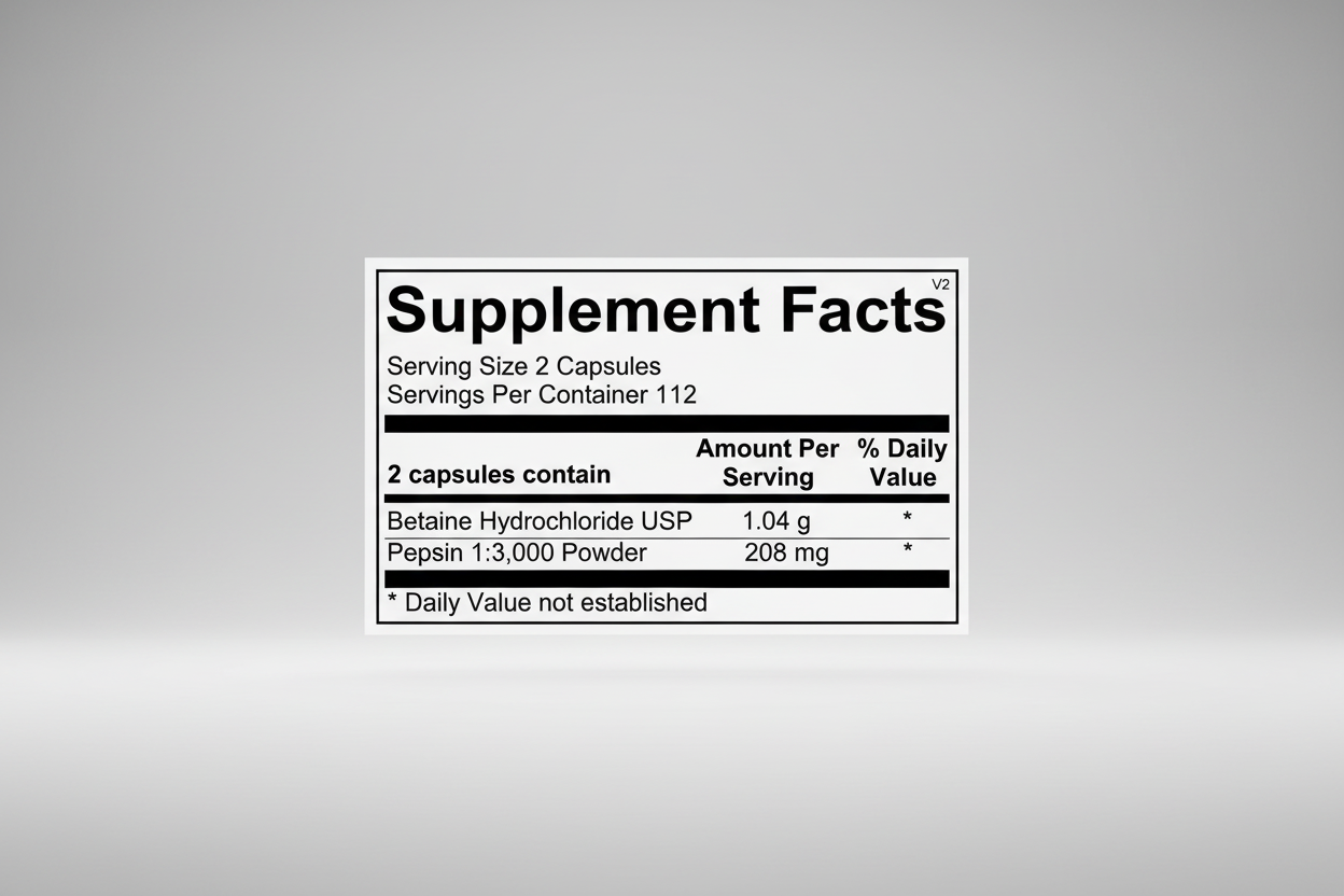 Ortho Molecular Products Betaine & Pepsin 225 Capsules