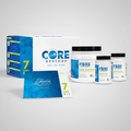 CORE Restore supplement products including containers and packaging on a white background