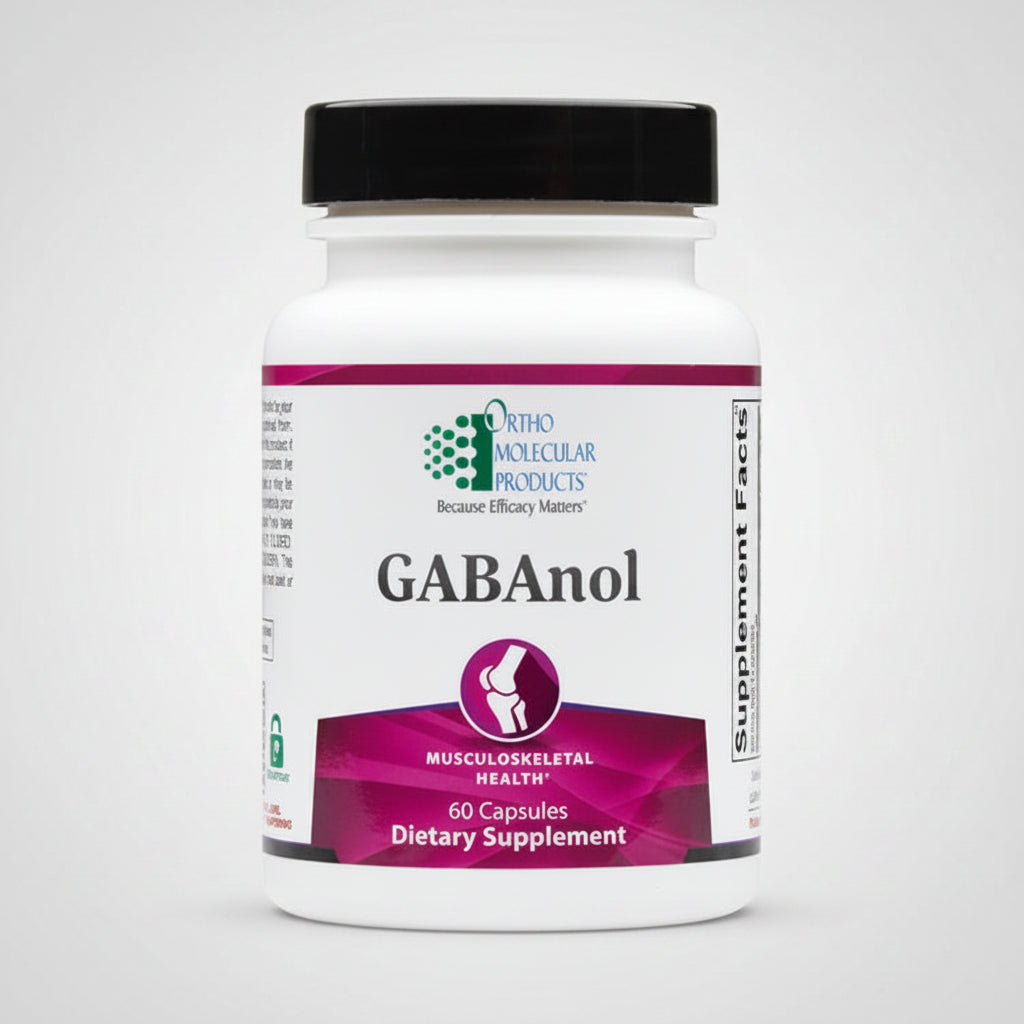 Supplement bottle labeled 'GABAnol' on a white background