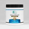 Jar of Ortho Molecular Products GlutaShield Chocolate dietary supplement on a white background