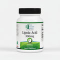 Supplement bottle labeled 'Lipoic Acid 300mg' by Ortho Molecular Products on a white background