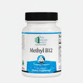 Supplement bottle labeled 'Methyl B12' by Ortho Molecular Products on a white background