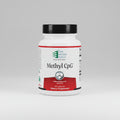 Supplement bottle labeled 'Methyl CpG' by Ortho Molecular Products on a white background