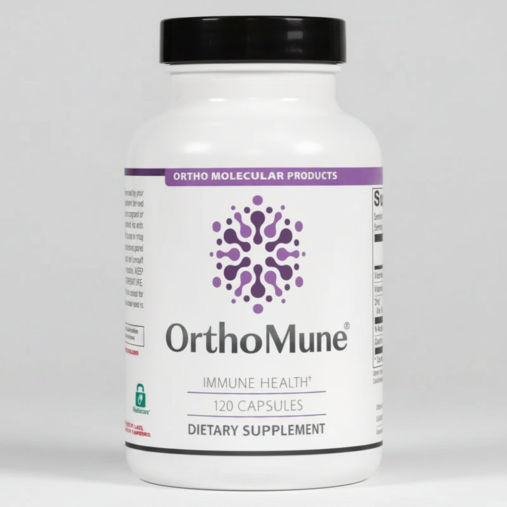 OrthoMune dietary supplement bottle on a white background