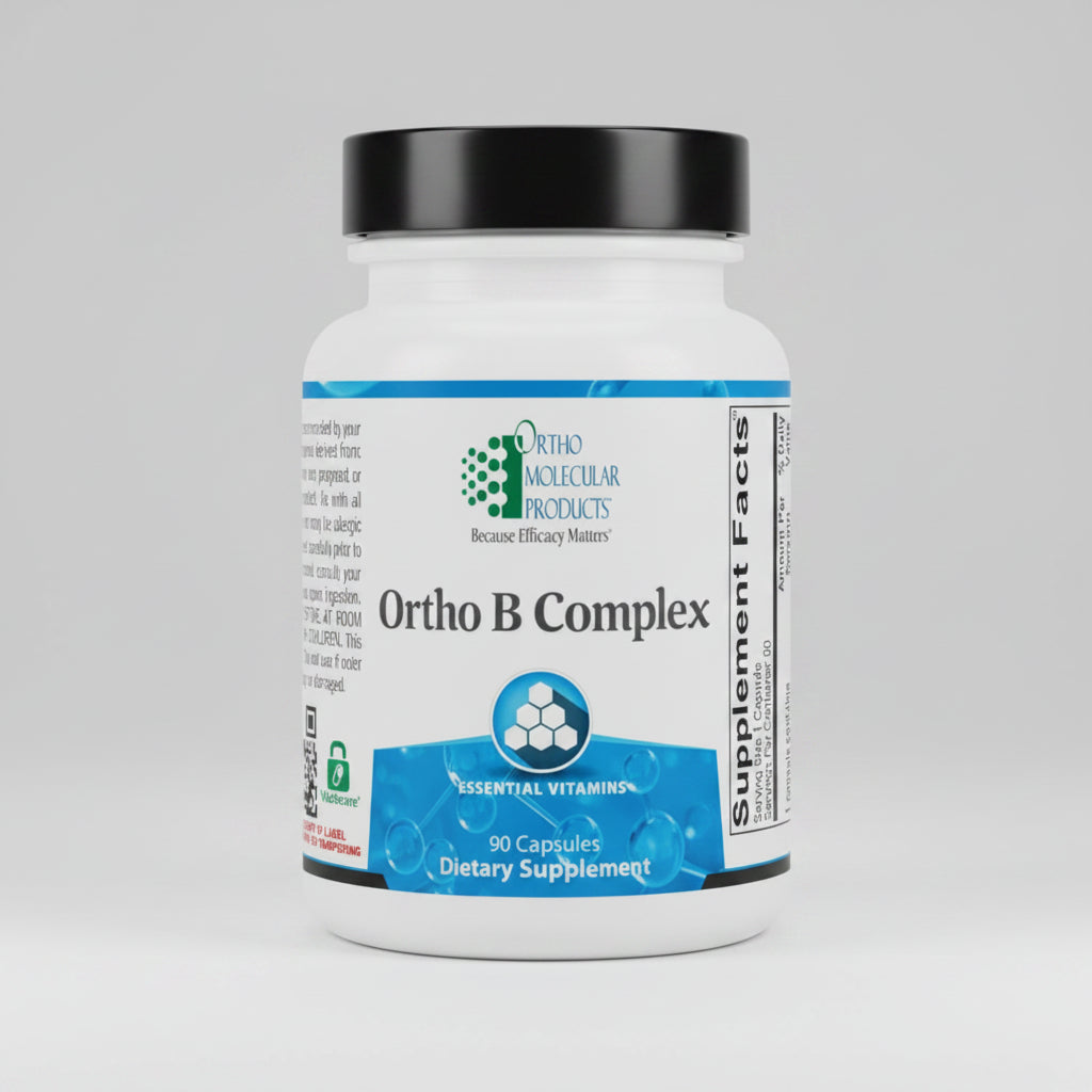 Ortho B Complex supplement bottle with label on a white background