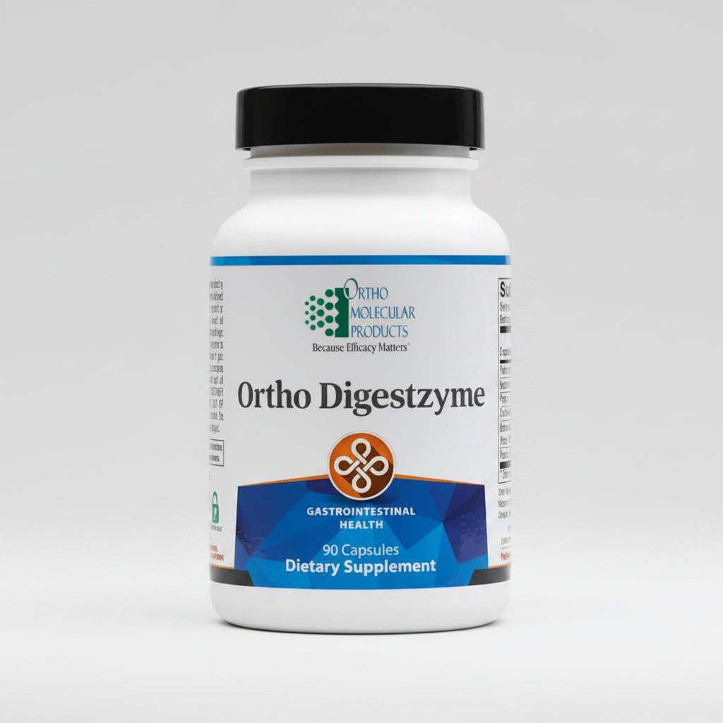 Ortho Digestzyme supplement bottle on a white background