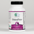 Supplement bottle labeled 'OsteoPrev' by Ortho Molecular Products on a white background