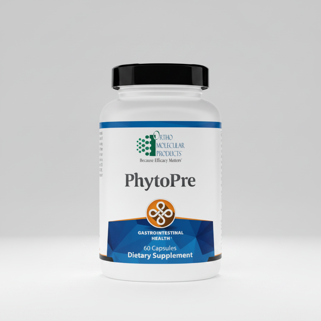 Ortho Molecular Products PhytoPre dietary supplement bottle on a white background